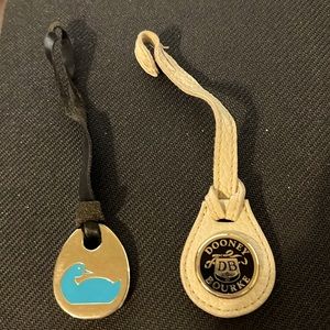 Dooney & Bourke Hang Bag Tag Replacement lot Gold Tone black and Tan leather